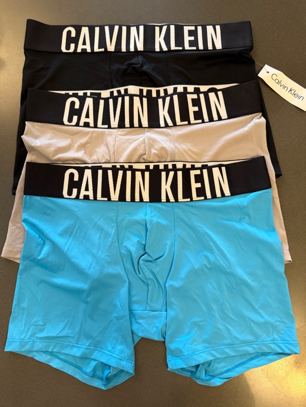 New Calvin Klein Boxer Briefs in Black, Gray, Blue. Microfiber. Intense Power